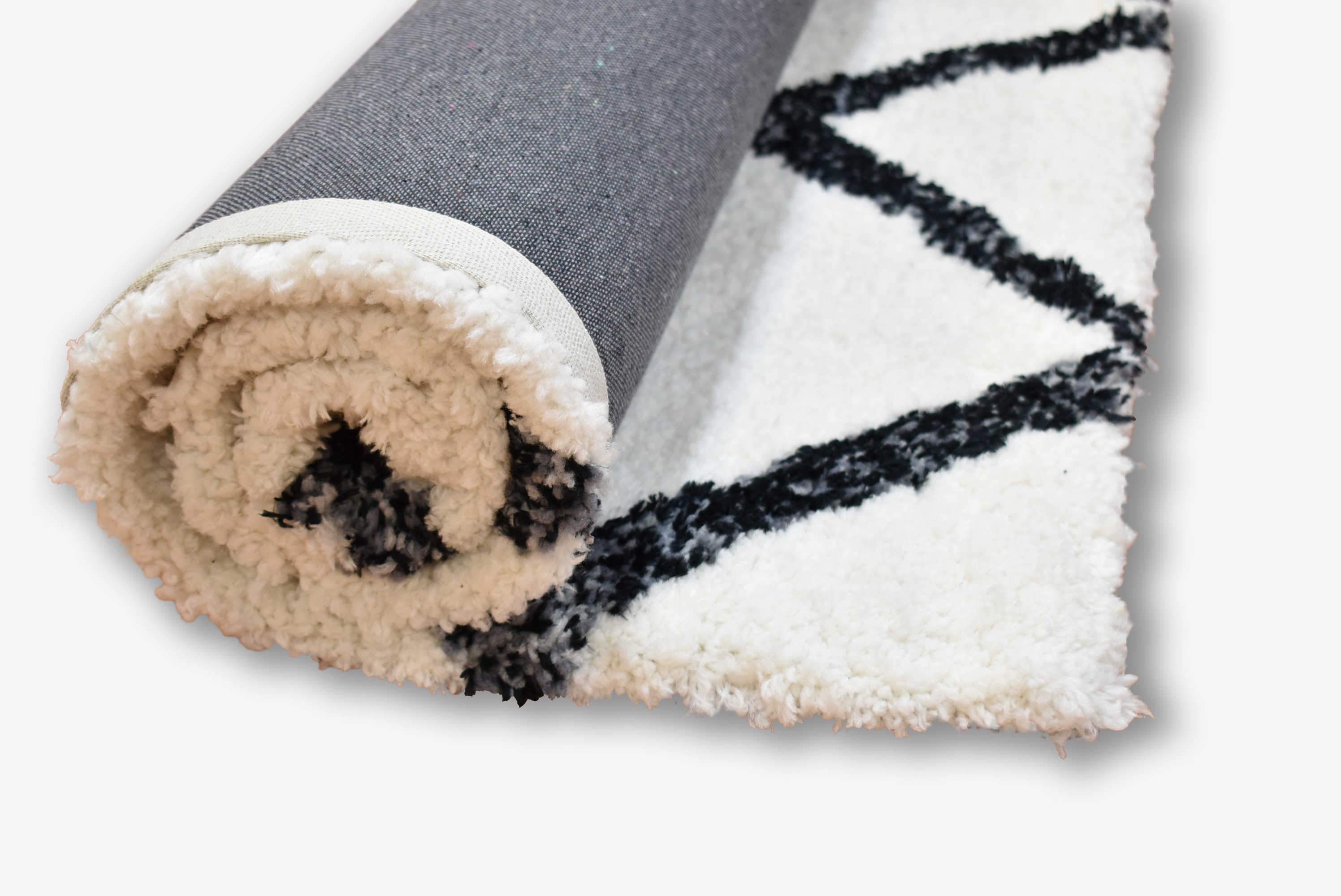 Auckland Shaggy Ivory Black Grey Rug