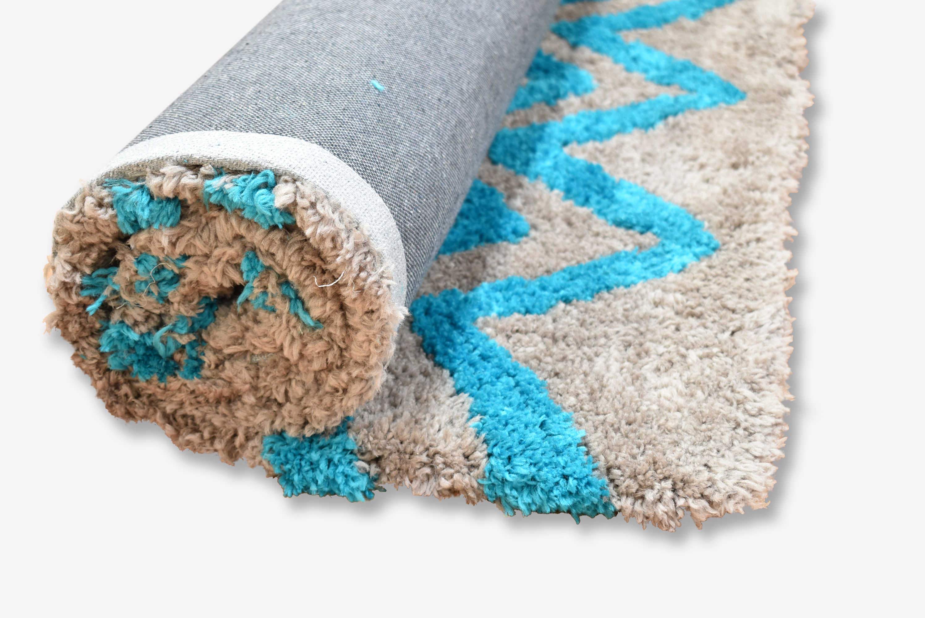 Auckland Shaggy Sand Teal Rug