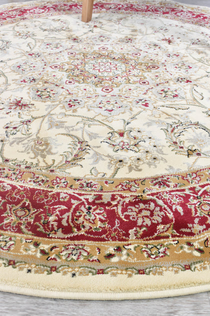 Adelaide Round 15 Cream Red Rug