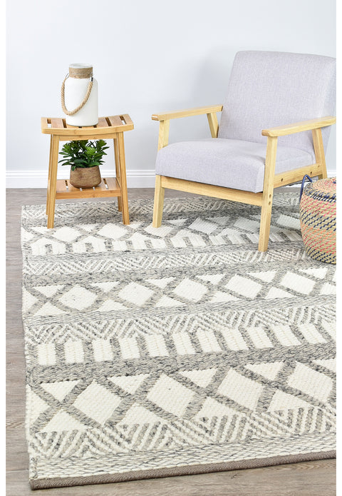 Catalina Wool White Silver Rug
