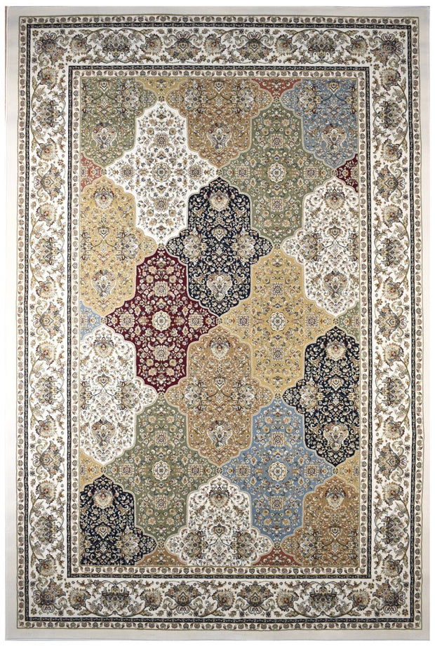 Tajabad Persian Traditional Design Cream Red Rug