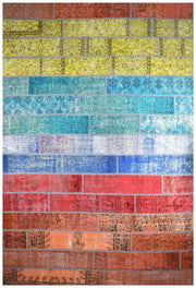 Handmade Persian Patchwork Multi Coloured Rug