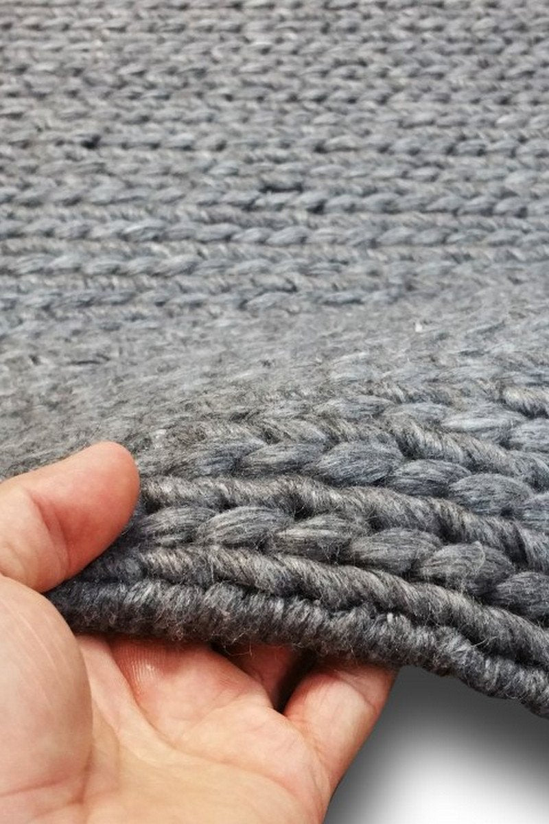 Hair Braid Hand Woven Rug Steel Age